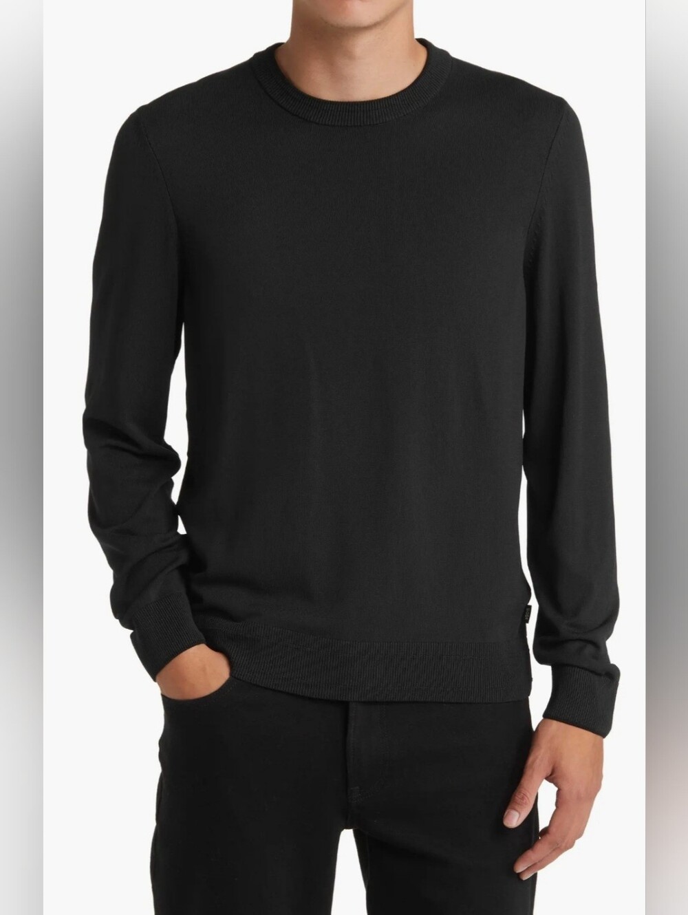BOSS MEN'S LOPE BLACK CREWNECK SWEATER